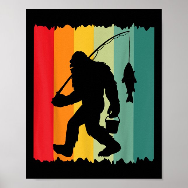 Affiche Pêcheur de Bigfoot Sasquatch Vintage Papa Fa (Devant)