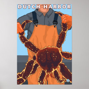 Affiche Pêcheur de crabe roi - havre hollandais, Alaska