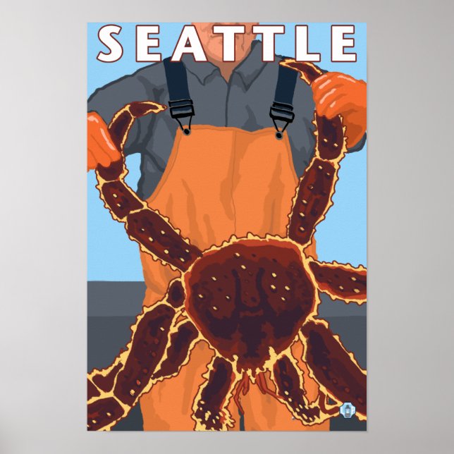 Affiche Pêcheur de crabe royal - Seattle, Washington (Devant)