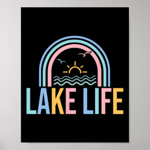 Affiche Pêcheur de la vie lacustre Rétro Groovy Pêche Amou