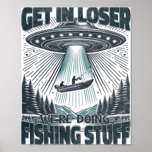 Affiche Pêcheur Drôle Se Faire Battre Par Un Extraterrestr