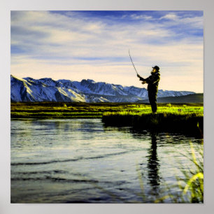 Affiche Pêcheur du lac Mountain
