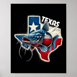 Affiche Pêcheur du Sud Texas Pêcheurs de poisson-chat Texa