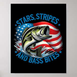 Affiche Pêcheur Étoiles Rayures Et B Morsures B Pêche
