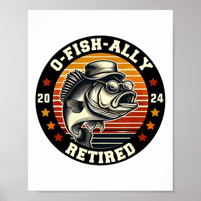 Affiche Pêcheur O-poisson-ally Retraité Depuis Retraite de (Devant)