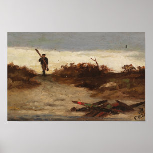 Affiche Pêcheur par eau (1886) Edward Mitchell