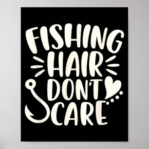 Affiche Pêcheur pêchant les cheveux s'en fichent drôle de