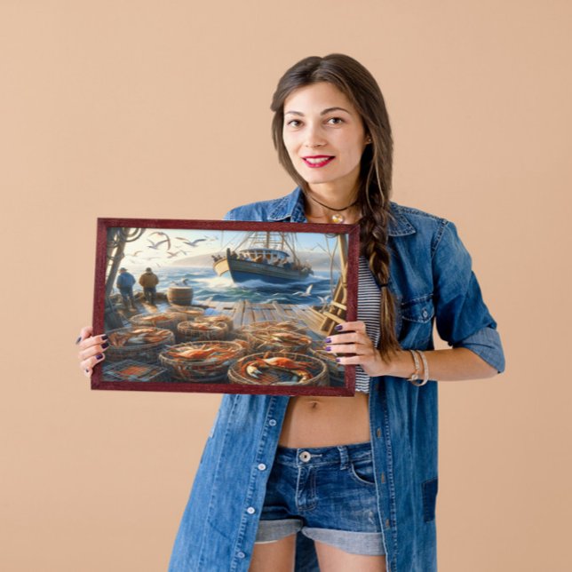 Affiche Pêcheurs à la Twilight ramassant des crabes 16x12 (Créateur téléchargé)