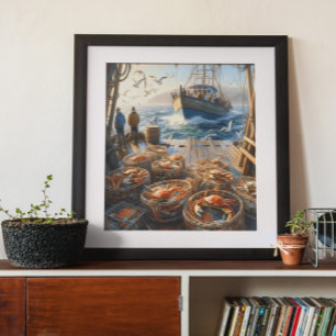 Affiche Pêcheurs à la Twilight ramassant des crabes 18x24