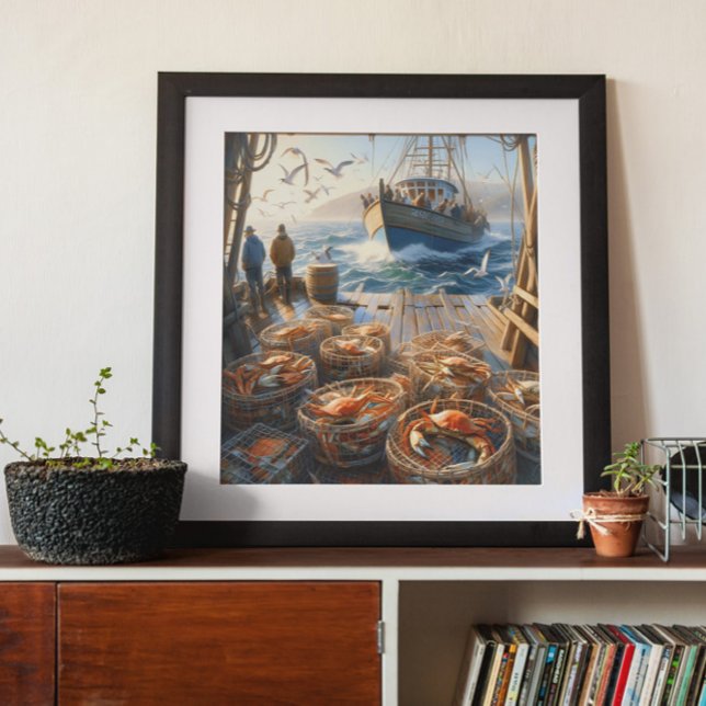 Affiche Pêcheurs à la Twilight ramassant des crabes 18x24 (Créateur téléchargé)