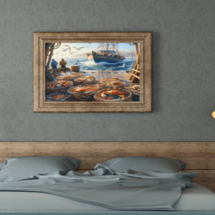 Affiche Pêcheurs à la Twilight ramassant des crabes 20x16