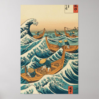 Affiche pêcheurs japonais