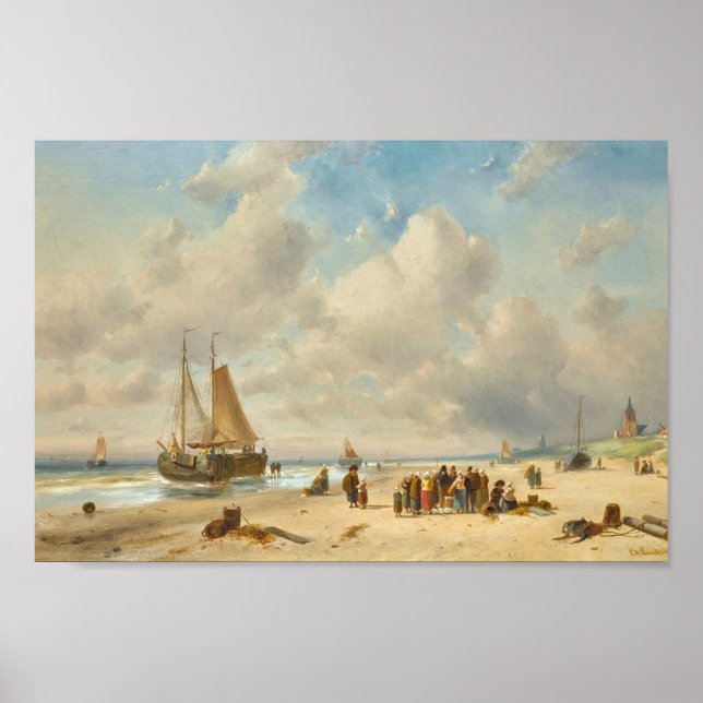 Affiche Pêcheurs sur la plage (Devant)