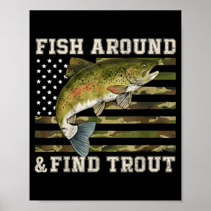 Affiche Pêchez Autour Et Trouvez La Truite Drapeau América