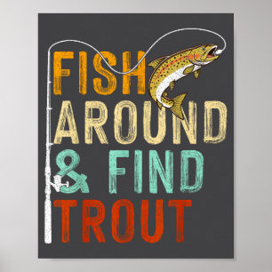 Affiche Pêchez Autour Et Trouvez La Truite Drôle De Pêche 