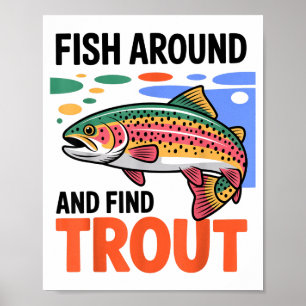 Affiche Pêchez autour et trouvez la truite drôle mignon pê