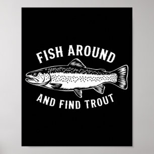Affiche Pêchez autour et trouvez la truite drôle pêche pêc