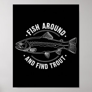 Affiche Pêchez autour et trouvez la truite drôle pêche pêc