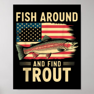 Affiche Pêchez autour et trouvez la truite drôle pêche pêc