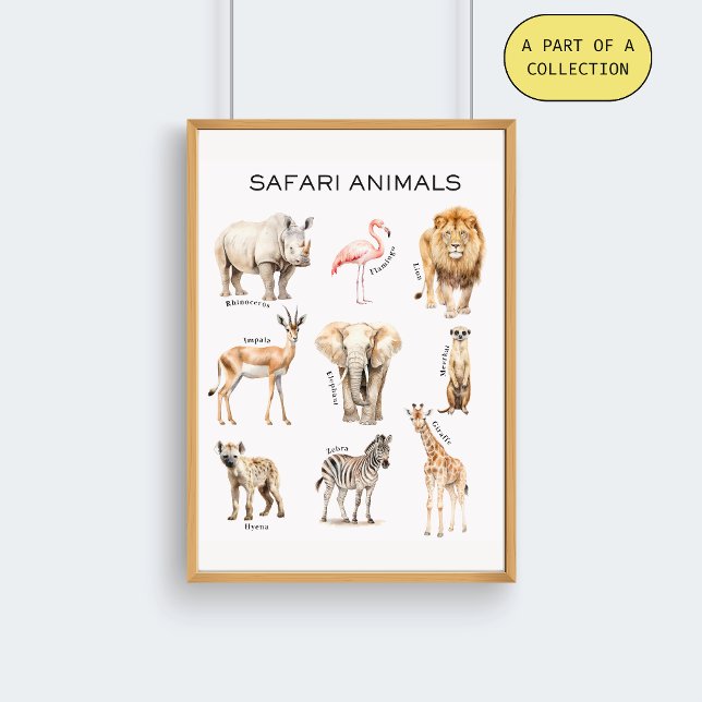 Affiche pédagogique sur les animaux de safari (Créateur téléchargé)