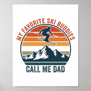 Affiche Pédalé par ma fille Drôle de ski Papa Papa skieur