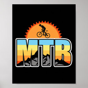 Affiche Pédalier Vtt Vélo Montagne Coucher de soleil Homme