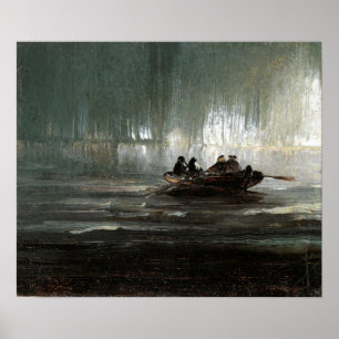 Affiche Peder Balke Lumières du Nord sur quatre hommes