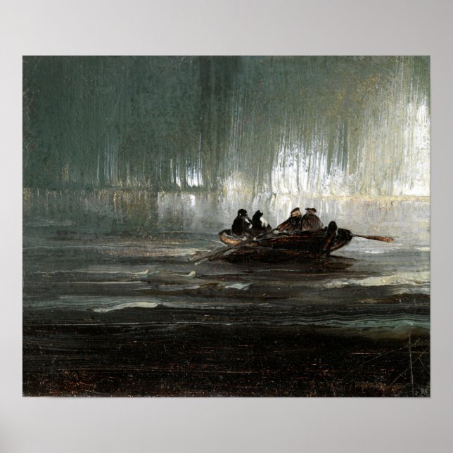 Affiche Peder Balke Lumières du Nord sur quatre hommes (Devant)
