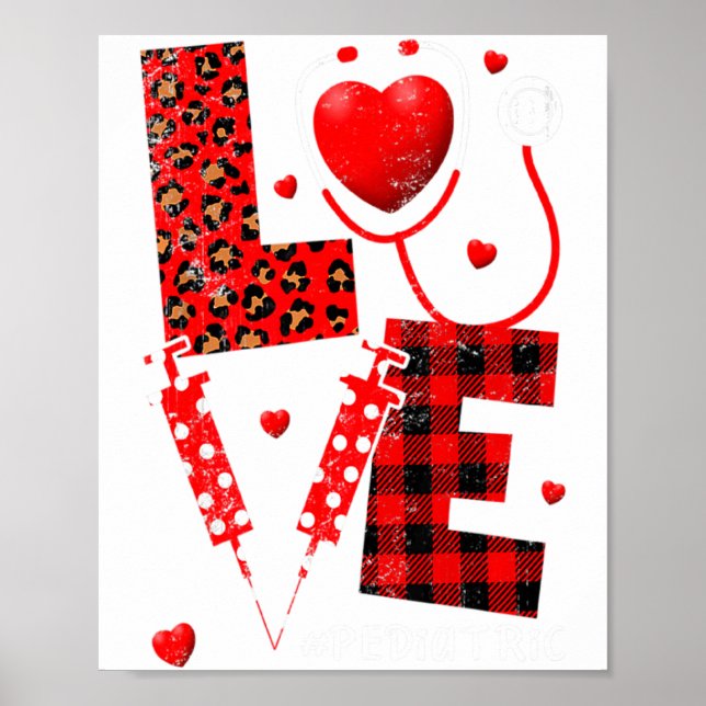 Affiche Pediatric Peds Nurse Valentines Day Love Heart Ste (Devant)