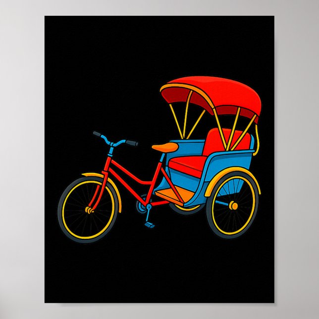 Affiche Pedicab Cycle Rickshaw Moto-Taxi Tri-blend Premium (Devant)