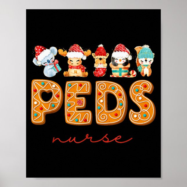Affiche Peds Nurse Gingerbread Christmas Pediatric Nurse H (Devant)