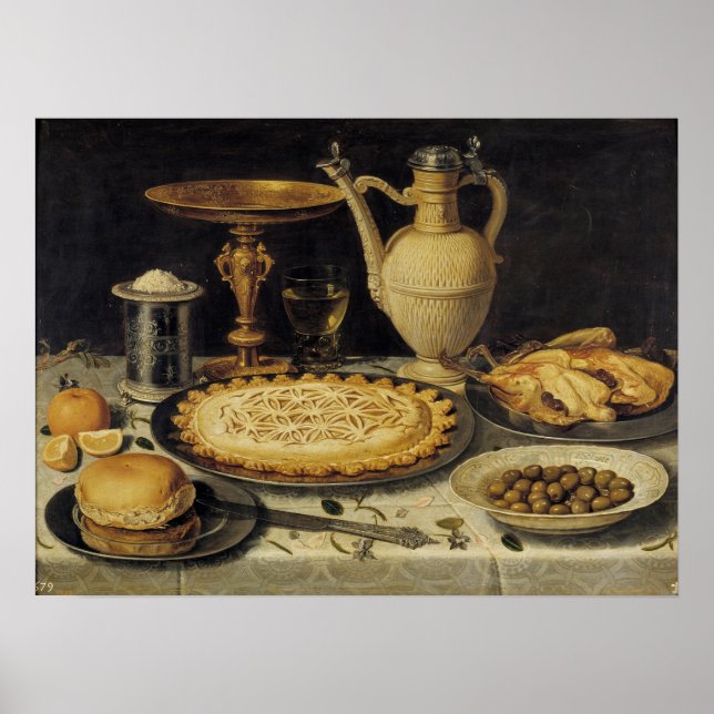 Affiche Peeters - Table Avec Orange, Olives Et Tarte (Devant)
