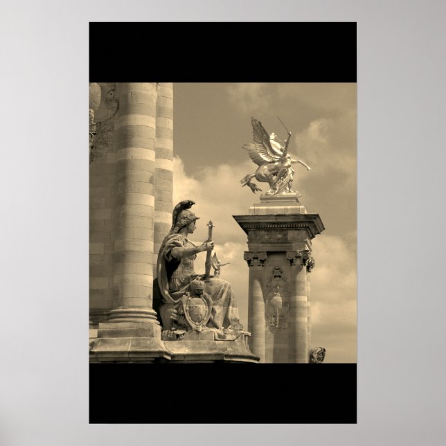 Affiche Pégase Pont Alexandre statue skulptur Paris Pont (Devant)