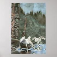 Pegasi sacré, Poles de rivière et Totem Art Imagin