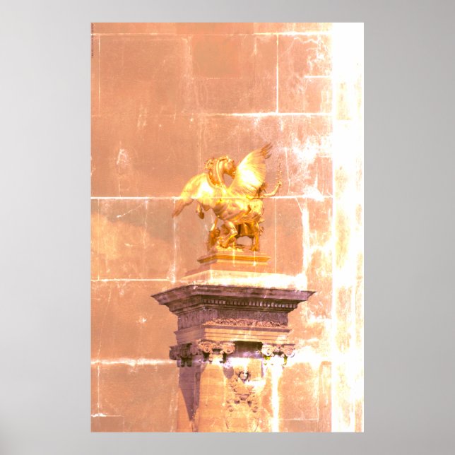 Affiche Pegasus Gilded bronze statue skulptur Paris Pont (Devant)