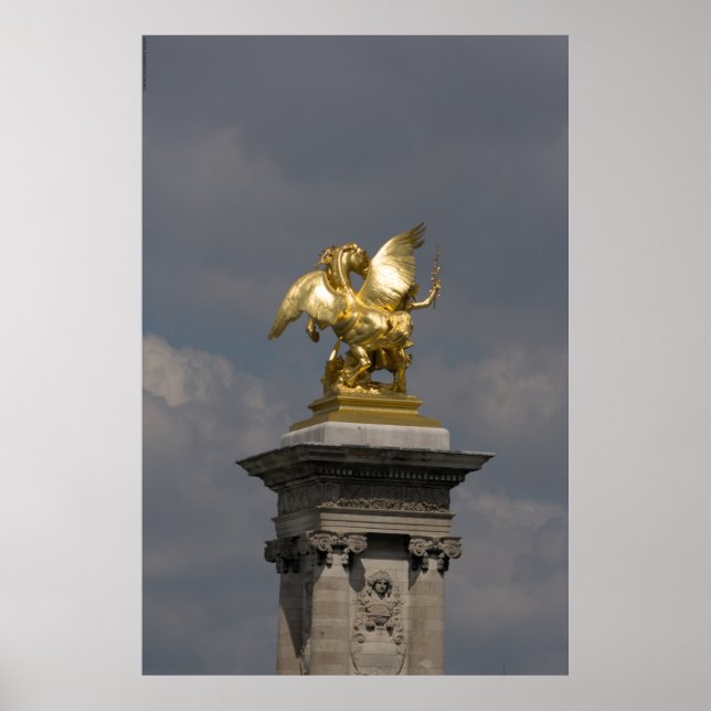 Affiche Pegasus Gilded bronze statue skulptur Paris Pont (Devant)