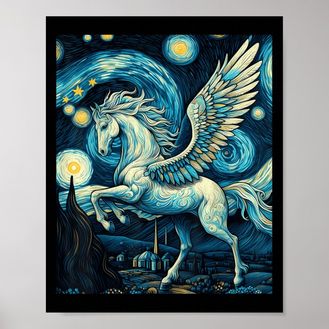 Affiche Pegasus Sous Starry Night Sky Art Graphisme Christ (Devant)