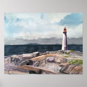 AFFICHE PEGGY'S COVE, NOUVELLE-ÉCOSSE, COULEUR D'EAU DU CA