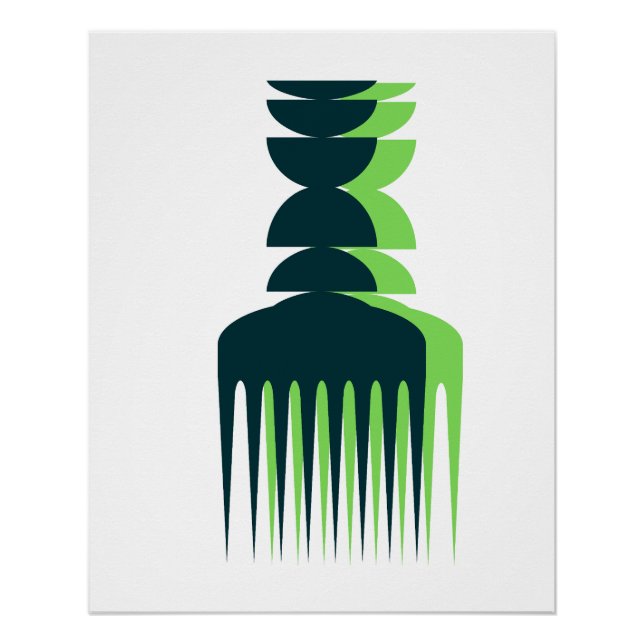 Affiche Peigne Afro Ombre Verte (Devant)