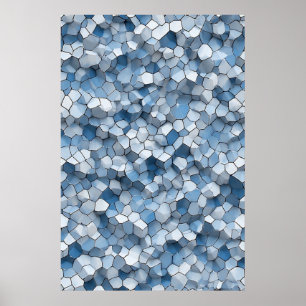 Affiche Peigne de miel fracturé : Carreau bleu fissuré géo