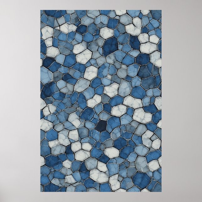 Affiche Peigne de miel fracturé : Motif de carreaux craqué (Devant)