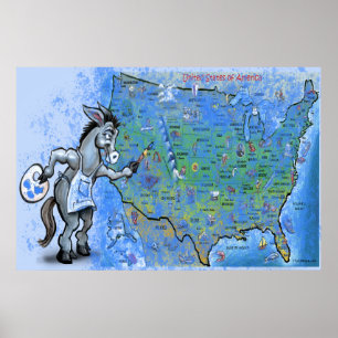 Affiche Peindre l'Amérique bleu