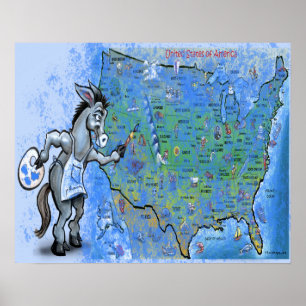 Affiche Peindre l'Amérique bleu