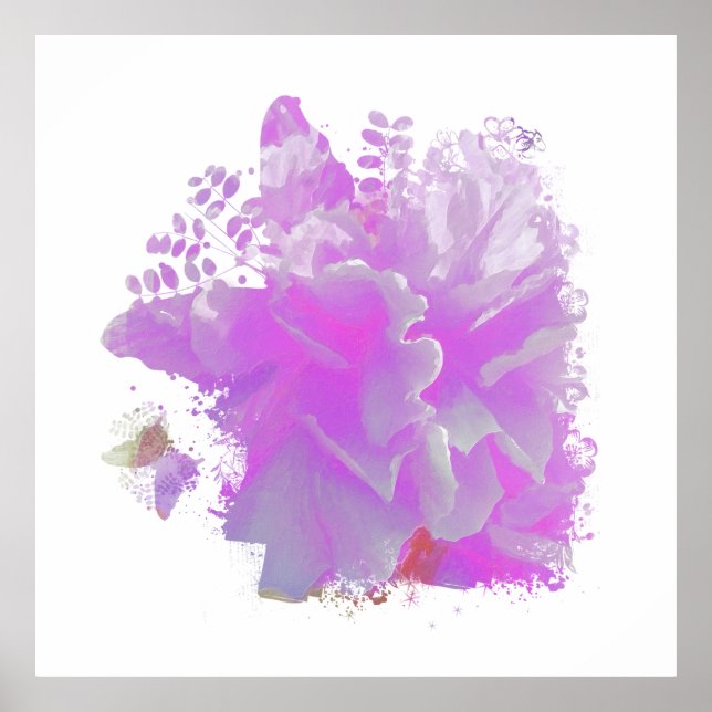 Affiche *~* Peine rose Papillon d'art peintre AR3 (Devant)