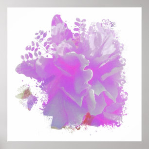 Affiche *~* Peine rose Papillon d'art peintre AR3