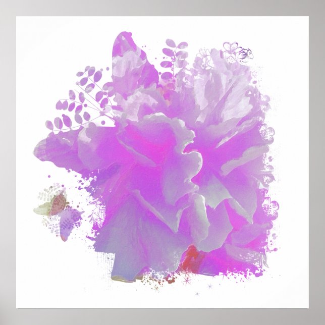 Affiche *~* Peine rose Papillon d'art peintre AR3 (Devant)