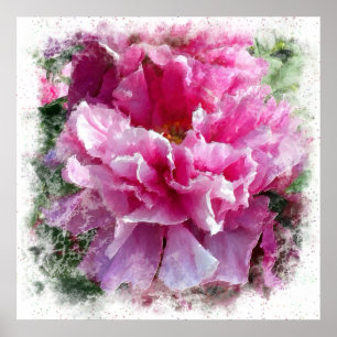 Affiche *~* Peine rose Peony Peinture Artsy Artistique AR1