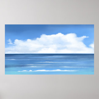 Affiche Peint à la main bleu ciel océan