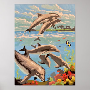 Affiche Peint à la main par numéros Dauphins joueurs