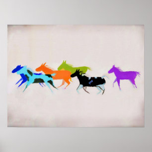 Affiche Peints Poneys dans l'art de la fumée